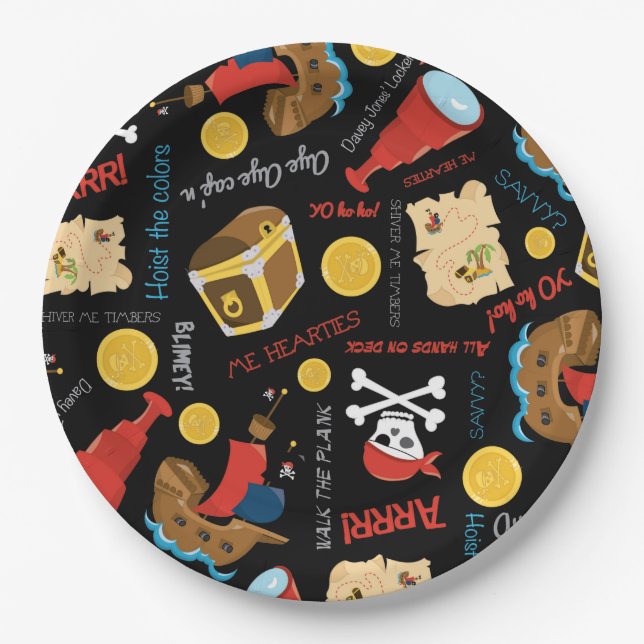 Assiettes En Carton Pirate cadeau plaque de papier (Devant)