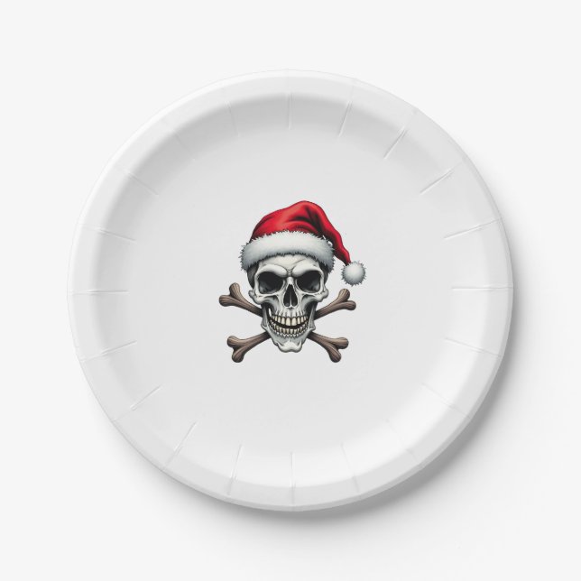 Assiettes En Carton Pirate Christmas Skull & Crossbones Santa Hat. Got (Devant)