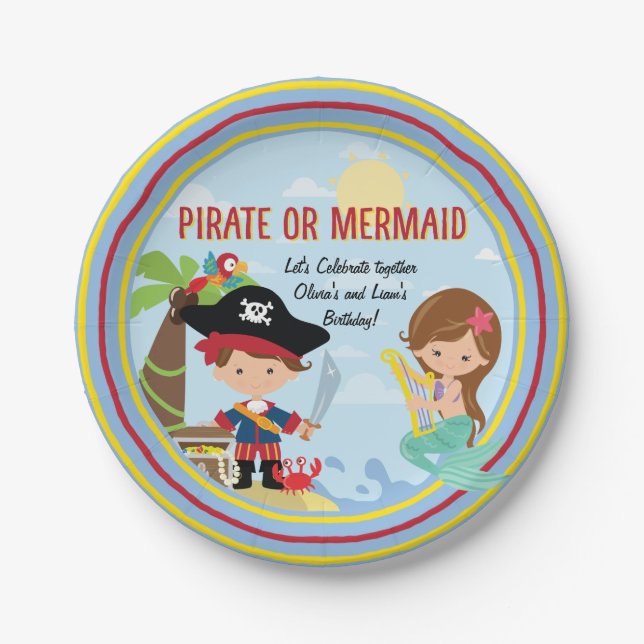 Assiettes En Carton Pirate ou sirène (Devant)