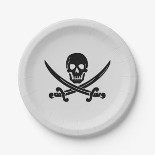 Assiettes En Carton PIRATE PARTY SKULL CROSSBONES plaques papier