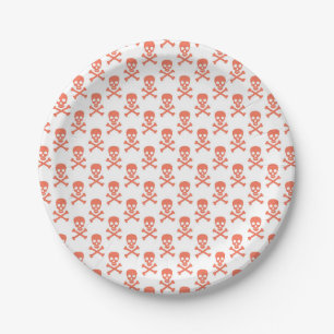 Assiettes En Carton Pirate Silhouette Crossbones Colorés Enfants Orang