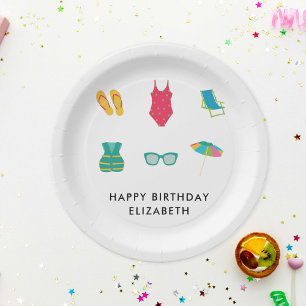 Assiettes En Carton Piscine Fête Anniversaire Minimum été coloré migno