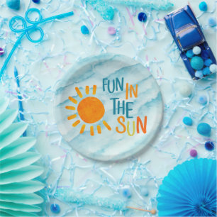 Assiettes En Carton Piscine Fun dans les plateaux de la fête du soleil