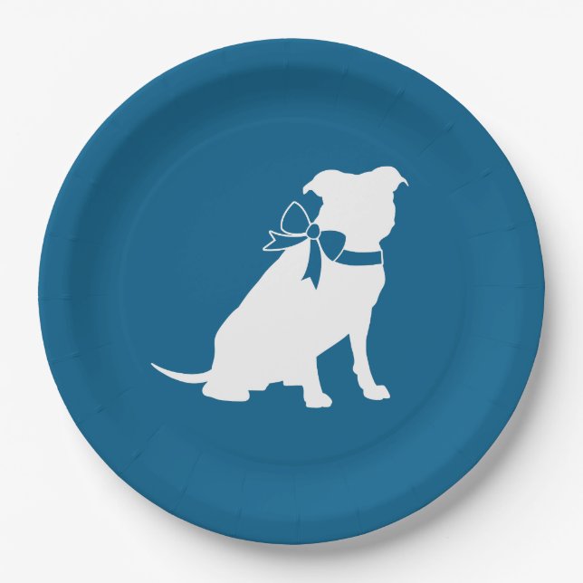 Assiettes En Carton Pit Bull Baby shower Pitbull Chien Blue Boy (Devant)