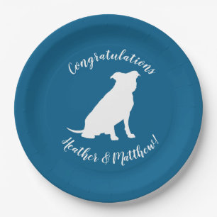 Assiettes En Carton Pit Bull Dog Thème Baby shower Blue Boy Pitbull