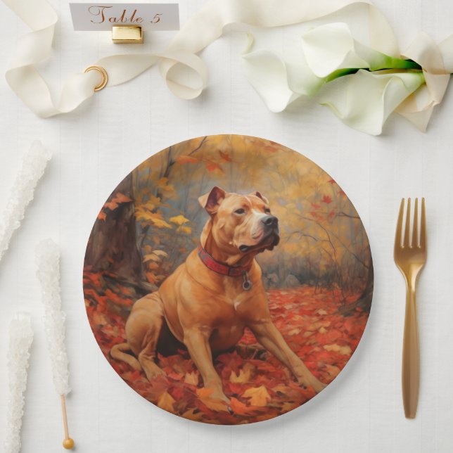 Assiettes En Carton Pitbull à l'automne Feuilles automne Inspiration (Mariage)