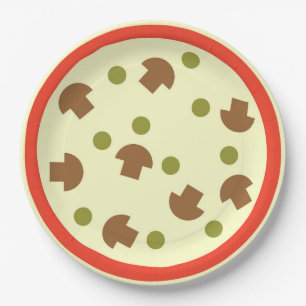 Assiettes En Carton Pizza aux champignons Olives Sauce tomate au froma