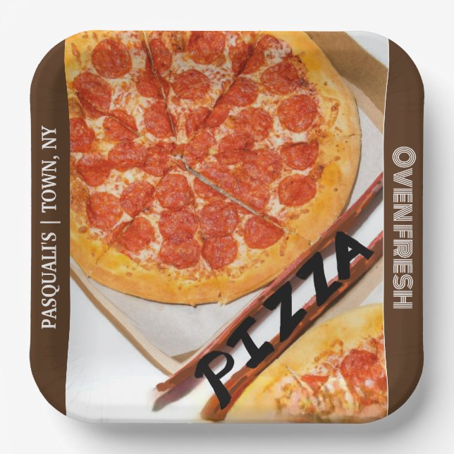 Assiettes En Carton Pizza Business Blanc Brown (Recto)