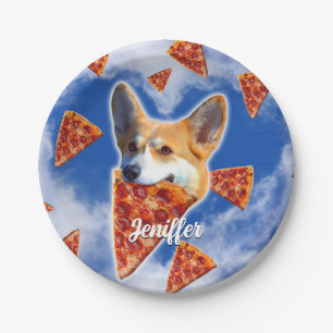 Assiettes En Carton Pizza de Chien de Corgi
