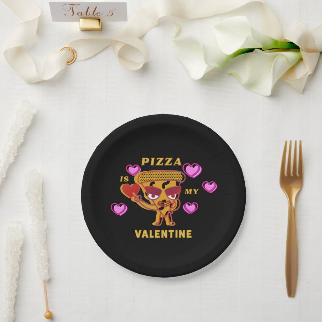 Assiettes En Carton Pizza Est Mon Humour Saint Valentin d'amour du coe (Mariage)