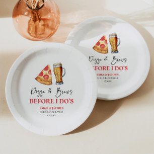 Assiettes En Carton Pizza et bières avant la douche de couple de Je le