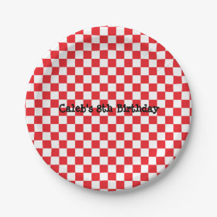 Assiettes En Carton Pizza Party Rouge blanc chèque Plaques de fête d'a