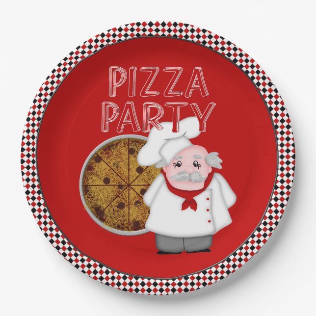 Assiettes En Carton Pizza Party Style 1 - Plaques de papier (Devant)