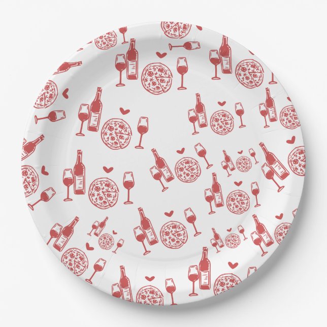 Assiettes En Carton Pizza rustique & Fête des mariées de vin (Devant)
