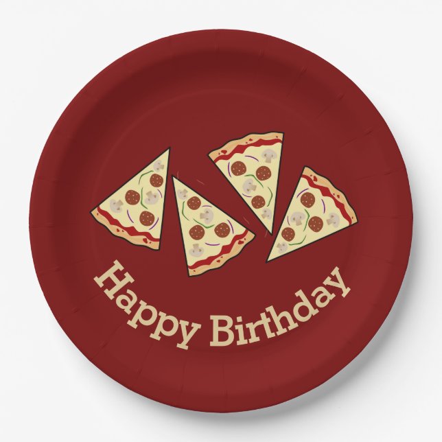 Assiettes En Carton Pizza Slices Design Papier Plaque (Devant)