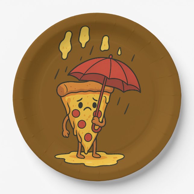 Assiettes En Carton Pizza sous la pluie au fromage (Devant)