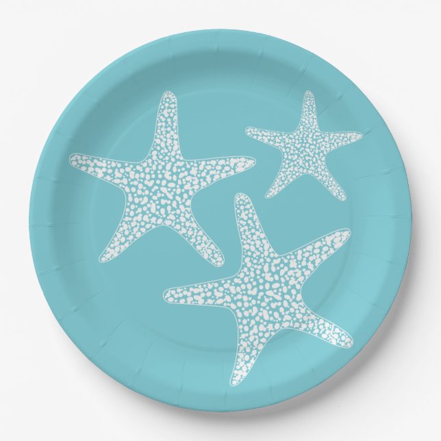 Assiettes En Carton Plage de Starfish Design nautique d'été (Devant)