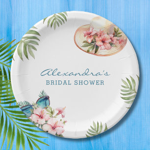 Assiettes En Carton Plage rose floral Fête des mariées tropicale Papie