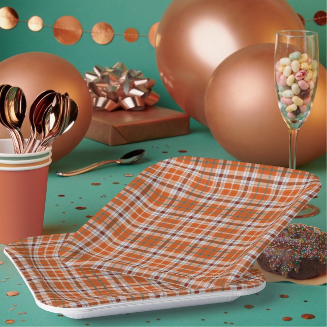 Assiettes En Carton Plaid automne (Multi)