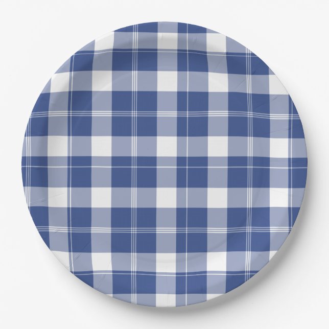 Assiettes En Carton Plaid Bleu Pour Les Mots Hanoukka Plaques De Papie (Devant)