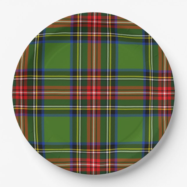 Assiettes En Carton Plaid classique rouge et vert Noël (Devant)