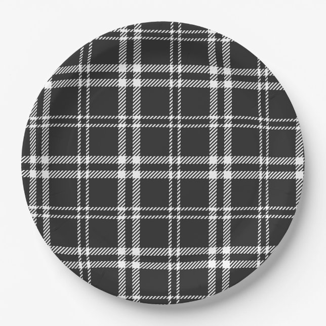 Assiettes En Carton Plaid noir (Devant)