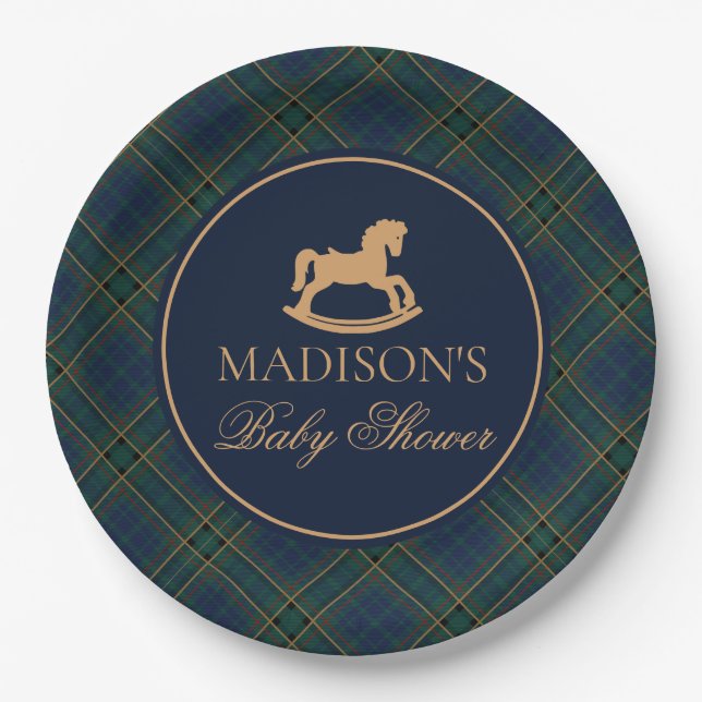 Assiettes En Carton Plaid Rocking Horse Baby Shower Envelope Seal (Devant)