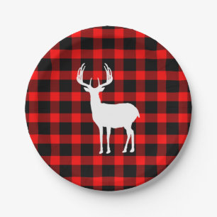 Assiettes En Carton Plaid Rustique Deer Buck Buffalo