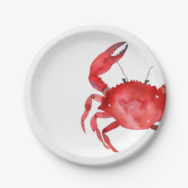 Assiettes En Carton Plaisir Artisan Crabe Rouge Dîner Au Gâteau Coloré (Devant)