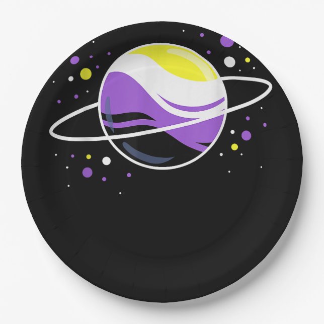 Assiettes En Carton Planche non binaire de l'espace extra-atmosphériqu (Devant)