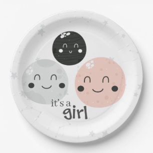 Assiettes En Carton Planète rose mignonne de Kawaii c'est un baby