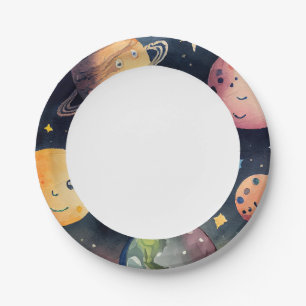 Assiettes En Carton Planètes de l'espace extra-atmosphérique Bleu