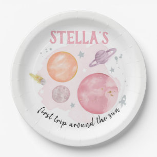 Assiettes En Carton Planètes spatiales Galaxy Rose Girl 1er anniversai