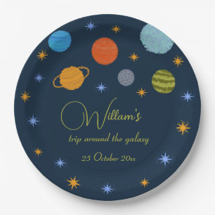 Assiettes En Carton Planètes spatiales Galaxy Stars Boy Baby shower