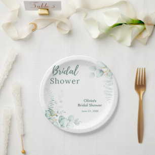 Assiettes En Carton Plantes botaniques d'eucalyptus dorées pour la dou