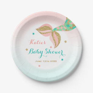 Assiettes En Carton Plaque à papier 7" de baby shower de sirène douc