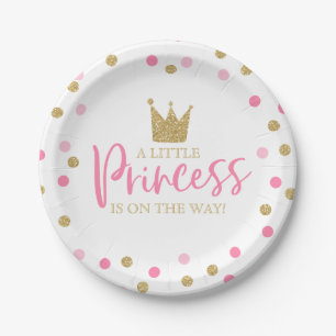 Assiettes En Carton Plaque à papier 7" de princesse baby shower or