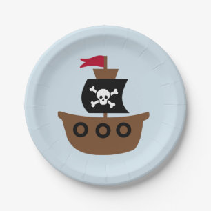 Assiettes En Carton Plaque à papier avec le bateau de pirate