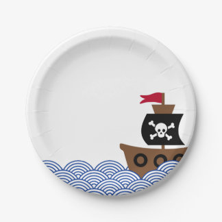 Assiettes En Carton Plaque à papier avec le bateau de pirate et le