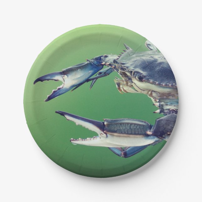 Assiettes En Carton Plaque à papier avec le grand crabe bleu (Devant)