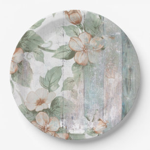 Assiettes En Carton Plaque à papier chic minable florale et en bois