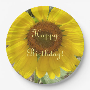 Assiettes En Carton Plaque à papier d'anniversaire jaune brillant de