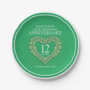 Assiettes En Carton plaque à papier de 12ème de jade de mariage coeu