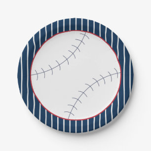 Assiettes En Carton Plaque à papier de base-ball rayé de marine