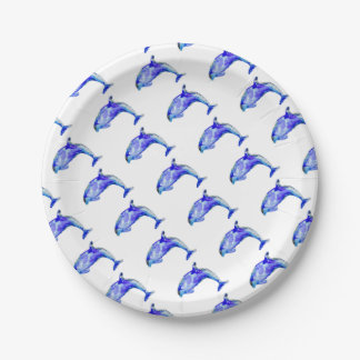 Assiettes En Carton Plaque à papier de dauphin bleu