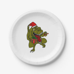 Assiettes En Carton Plaque à papier de dinosaure de Noël