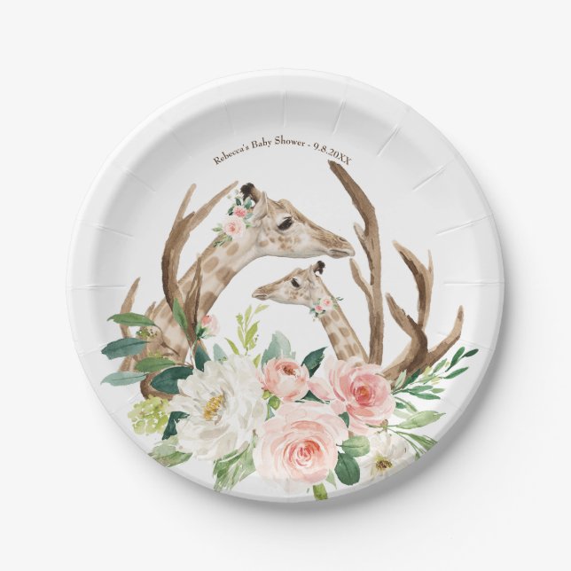 Assiettes En Carton plaque à papier de girafes mignonnes de baby (Devant)