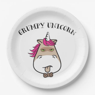 Assiettes En Carton Plaque à papier de licorne drôle de grumpa