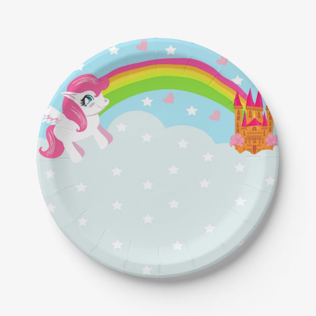 Assiettes En Carton plaque à papier de licorne mignonne (Devant)