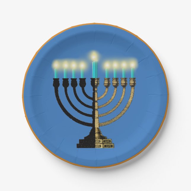 Assiettes En Carton Plaque à papier de Menorah (Devant)